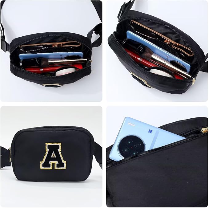 YOOLIFE Gifts for Men Birthday Gifts - Personalized Gifts for Men, Gifts for Son Boyfriend Him Husband Dad, Black Initial Crossbody Bag Belt Bag J
