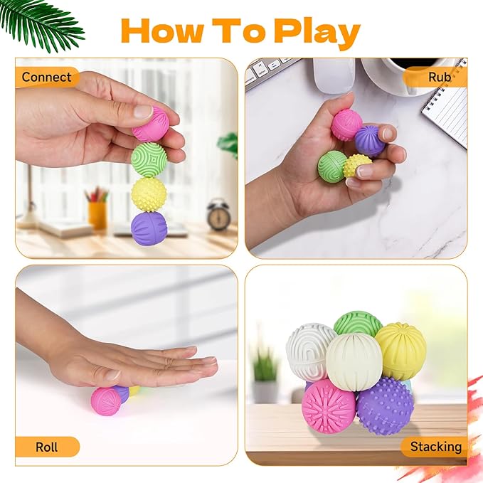 Magnetic Balls Fidget Toys,8Pcs Silicone Magnetic Balls,Magnet Stress Relief Toys,Silicone Desk Fidgets Toys for Office,Sensory Fidget Ball Toy for Adults, Teens with ADHD,Anxiety (Light-Color, 8)