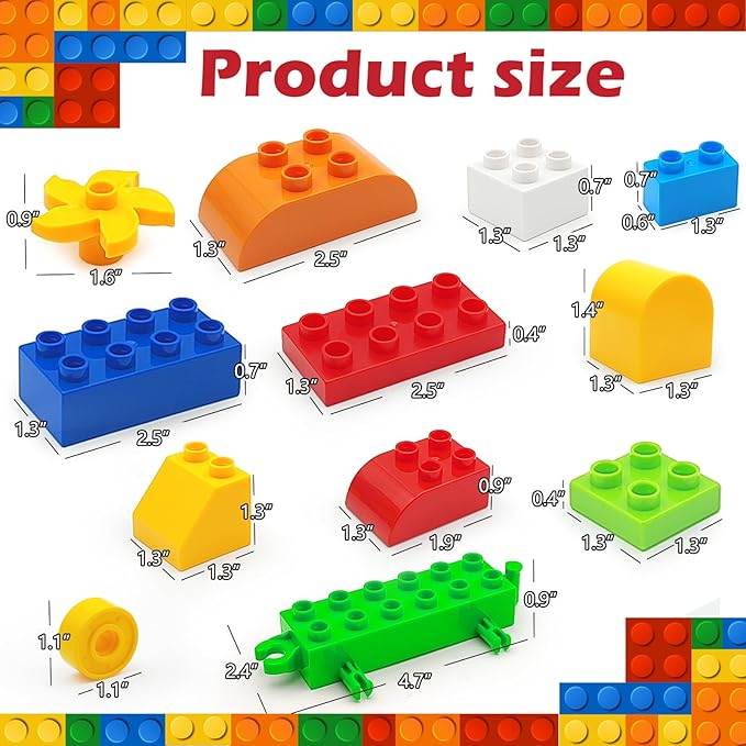 90 Pcs Classic Building Blocks Set for Toddlers 3-6, Large Building Bricks Train Educational Toy STEM Toys Compatible with Major Brands Gift for Kids