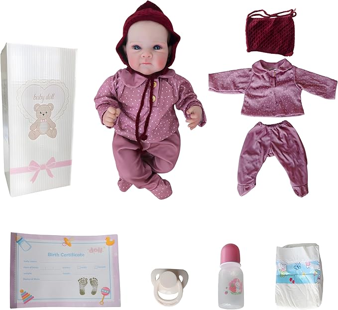 Realistic Reborn Baby Dolls-18 Inch Real Life Baby Dolls Girl Lifelike Baby Doll with Accessories for 3+ Years Old (Purple)