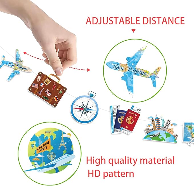 4Pcs Travel Party Banners for Travel Party Decorations Pre-Assembled Let The Adventure Begin Banner Graduation Retirement Job Career Change Farewell Banner Decor for Let the Ddventure Begin Decoration
