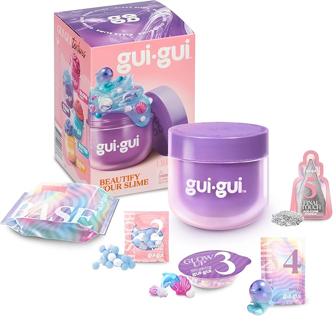 Gui Gui Scented Slime 2-Pack Bundle, Clear & Gloss, 5 Step DIY Process to Customize Your Ultimate Slime Glow-Up, Resealable and Reusable Container, ASMR Experience