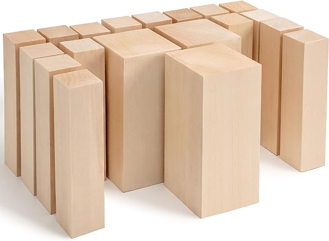 BeaverCraft Basswood Carving Blocks Whittling Wood BW19 - Unfinished Wood Blocks Set, Soft Basswood for Carving Wooden Block for Crafts & Whittling