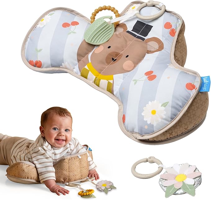 Taf Toys Tummy Time Toys Ergonomic Cushion & Teether for Infant Newborn Supportive Baby Tummy Time & Neck Strengthening Develops Muscles for Crawling Montessori Sensory Toy Tummy Time Toys 0-6 Months