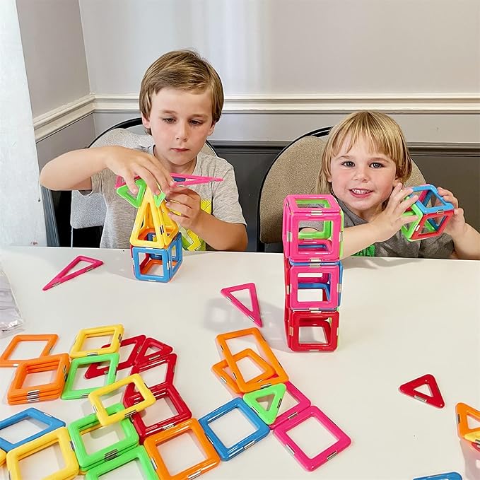 Coodoo Upgraded Magnetic Blocks Tough Tiles STEM Toys for 3+ Year Old Boys and Girls Learning by Playing Games for Toddlers Kids, Compatible with Major Brands Building Blocks - Starter Set