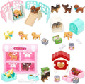 TQQFUN 32 PCS Dog Figures Play Set, Pet Care Center Pretend Play Set with Realistic Puppy Toys, Educational Gifts for Girls and Boys Ages 3 4 5 6
