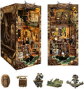 Book nooks DIY Dollhouse kit for Adults Bookshelf Decor with LED Lights 3D Wooden Puzzle Model booknooks Kits Gifts for Family,Friends (New World)