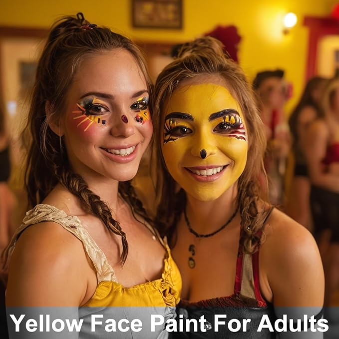 MEICOLY Yellow Face Body Paint Stick,Yellow Face Paint for Halloween Lion Tiger Cosplay Makeup,Professional SFX Makeup Face Painting for Adults and Kids,Waterproof Eye Black Stick