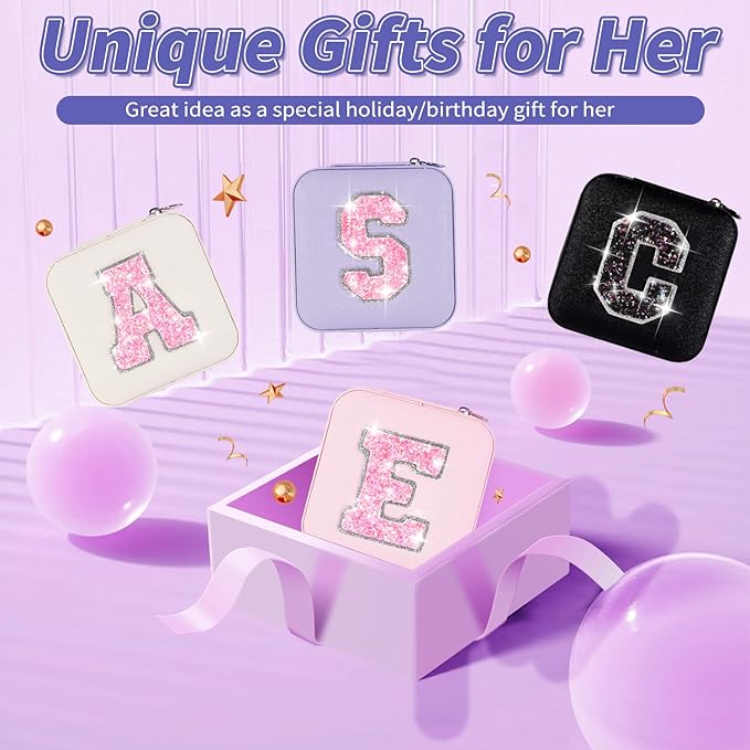 Personalized Jewelry Box - Small Travel Jewelry Organizer, Cute Storage for Women's Accessories, Travel Essentials & Birthday Gifts | Lavender,K