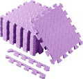 Shihanee 16 Pcs Foam Floor Baby Tiles 11.81 x 11.81 inches Foam Floor Mats Play Mats Bulk with Borders Interlocking for Kids Baby Playroom Nursery Gym（Purple）