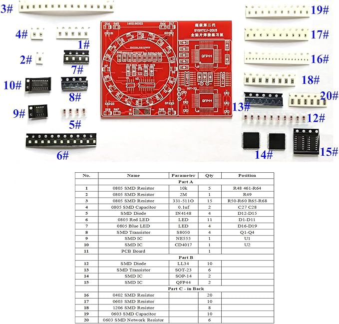 ISolderStore Soldering Practice Kit 4 Kits SMD SMT Kit DIY Electronic DIY Kits Soldering Project Soldering Training Board All in One