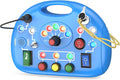 Busy Board with LED Light, Montessori Busy Board for 1+ Year Old, Sensory Toys for Toddlers 1-3, Fidget Board Travel Toys for Kids Preschool Learning Activities Boys Birthday (Blue)