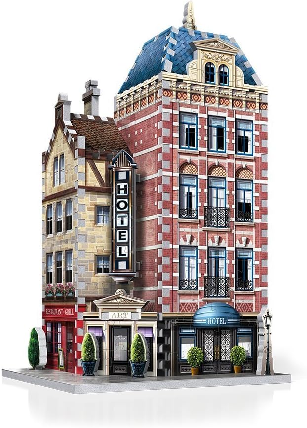 Wrebbit3D Hotel 3D Puzzle | Urbania Collection | 295 Jigsaw Puzzle Pieces | Charming and Unique Streetscape of a Small Town