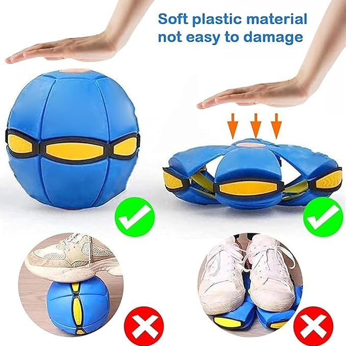 Magic Meta Ball, Children's Bouncing Ball, Magic Metaball, Magical Flying Saucer, Bouncy Balls, Parent-Child Interaction, Interactive Pop-Up Time Delay Transformation Toy Outdoor (blue-1, no lights)