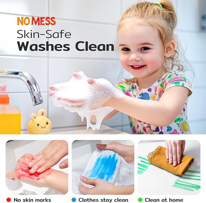 36 Colors Tempera Paint Sticks, No Mess, Quick-Drying & Non-Toxic Art Supplies, Easy-Grip for Toddlers and Kids, Works Great on Paper, Wood, Glass, Canvas, Gifts for Drawing on Various Objects