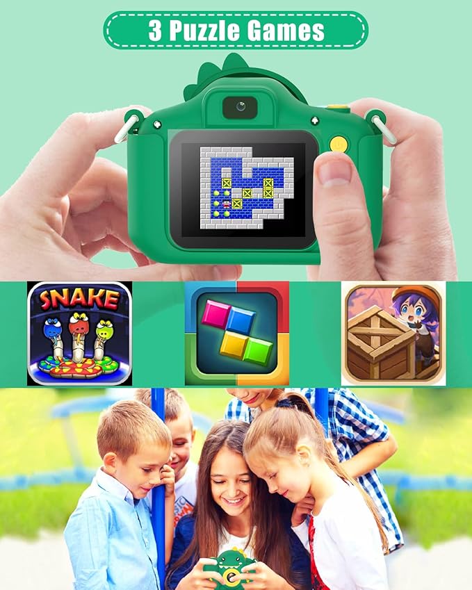 Kids Camera for 3-12 Years Old Toddlers Childrens Birthday Graduation Gifts Selfie Digital Toy Camera with 32GB SD Card for 4 5 6 7 8 9 10 11 Boys Girls