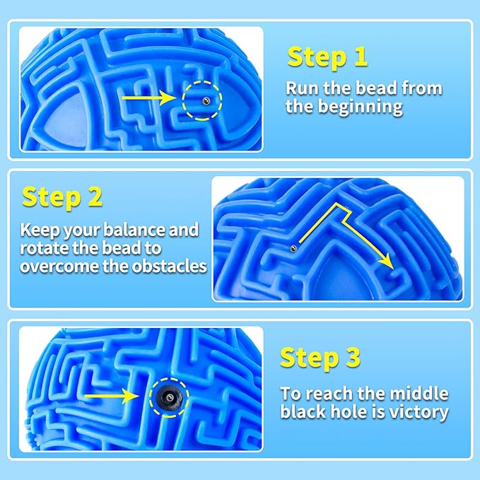 2 Pack 3D Puzzle Maze Ball, Memory Sequential Gravity Cube Balls Educational Toys for Kids Teens & Adults, Hard Challenges Game Lover Tiny Balls Brain Teasers Game Gifts