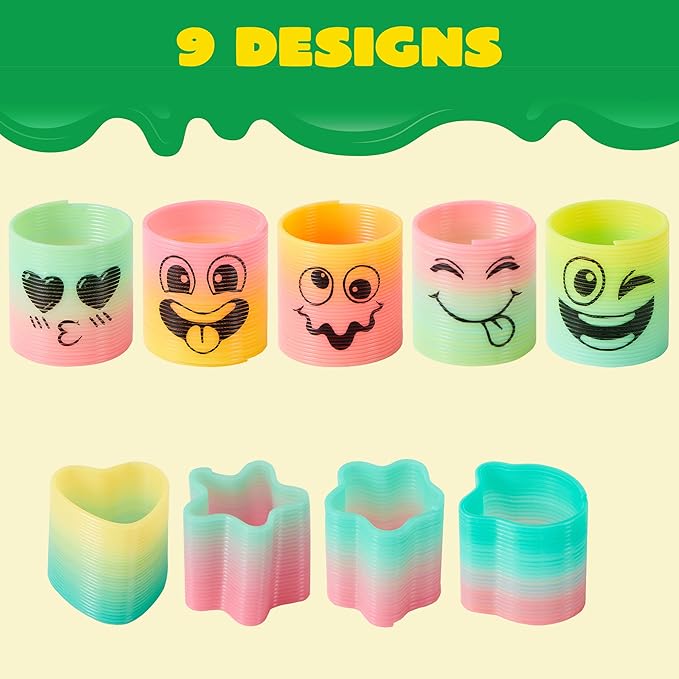 JOYIN 60 Pcs Spring Rainbow Party Favor, Mini Plastic Coil Spring Toy, Fidget Stress Coil Mini Springs Bulk Toys for Carnival Prize Birthday, Halloween Goodie Bag Stuffers