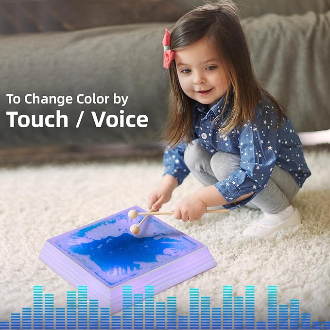 Art3d 12×12 Inch Sensory Interactive Blue Liquid Motion Tiles for Toddlers Kids & Adult - Touch Sensitive 7 Color Changing Flooring Tile for Home Décor, Indoor & Outdoor Activities, 1-Pack