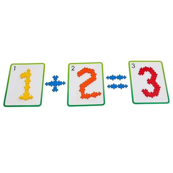 PLUS PLUS - Learn to Build ABC & 123 - 400 Pieces, 40 Flash Cards - Construction Building STEM / STEAM Toy, Interlocking Mini Puzzle Blocks for Kids