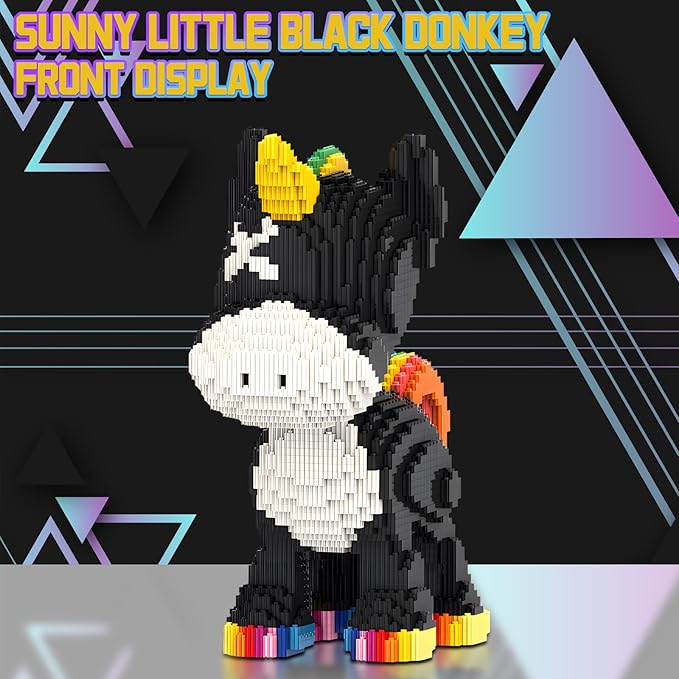 Black Unicorn Animal Micro Building Blocks Set Black Donkey Model Gift for Adults and Kids 4500 Pieces