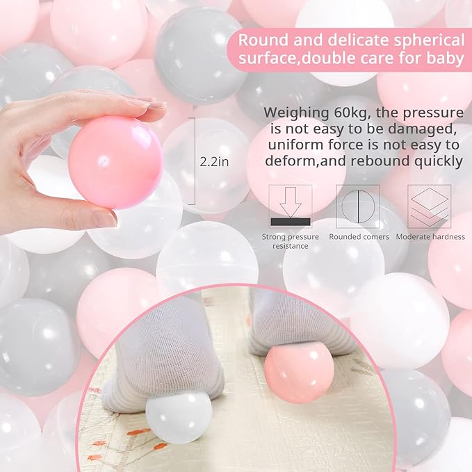 Ball Pit Balls Pack of 100 200 500 - Star and Round Set BPA Free Phthalate Free Non-Toxic Crush Proof Play Balls Soft Plastic Balls for Toddlers Baby Kids Birthday Pool Tent Party