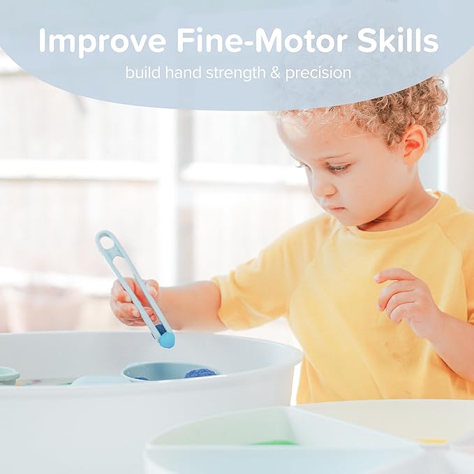 Inspire My Play 3 x Green Silicone Mini Tongs for Kids - Kids Tweezers for Fine Motor - Small Toddler Tongs - Child Sensory Toys and Accessories