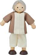 PlanToys® Grandfather Dollhouse Figure - Fair Skin Tone | Poseable 1:12 Scale Dollhouse People | Montessori Pretend Play Doll with Bendable Arms & Legs | Eco-Friendly Wooden Figurine for Kids