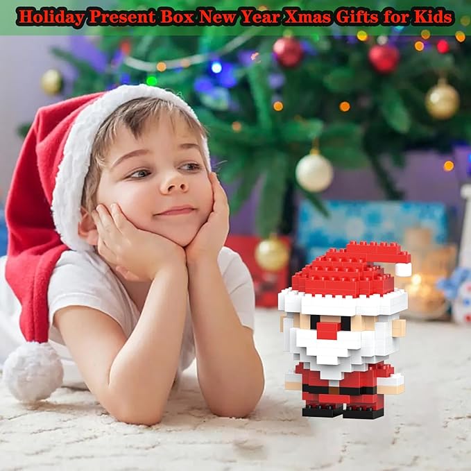 Christmas Santa Building Blocks Set Compatible with Lego Advent Calendar 2025 Stacking New Toys Holiday Present Box New Year Xmas Gifts for Kids for Boys & Girls and Adults