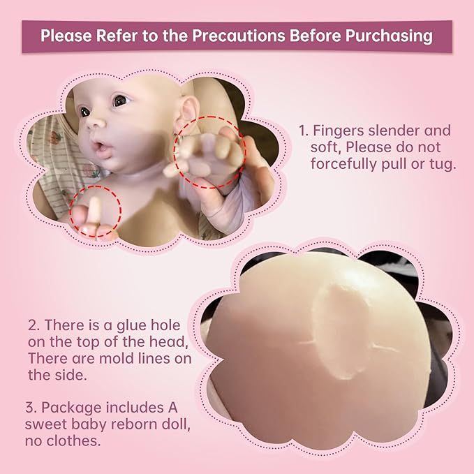 YIQI 18.5 inches Full Silicone Newborn Baby Doll not Vinyl Soft Silicone Baby Lifelike Reborn Doll Present Collectible Washable (Ivory White)
