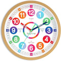 Wall Clock for Kids Learning - Teaching Time Wall Clocks Battery Operated Silent Non Ticking - Analog Colorful Clock Decorative for Kids Room Classroom School(14 Inch)