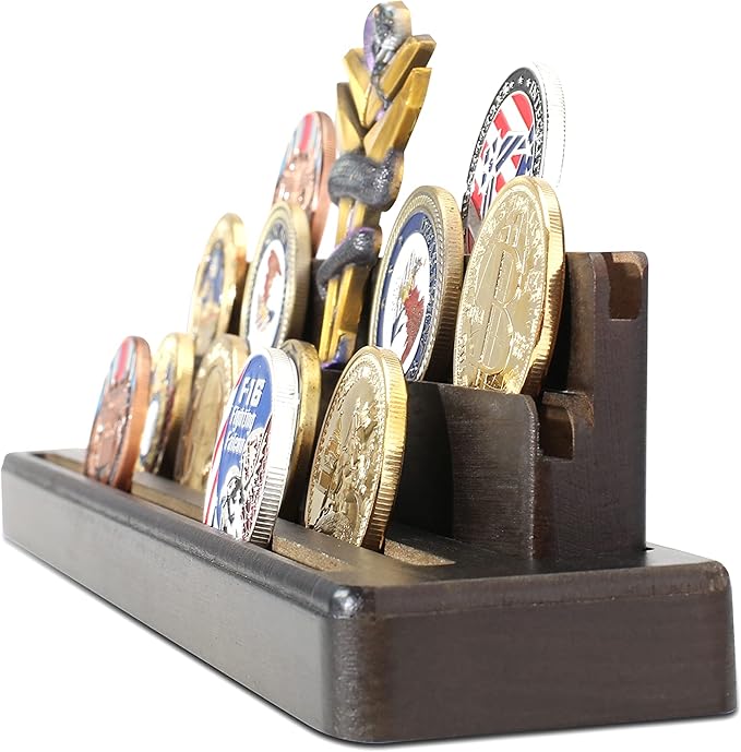 Display coin holder - 4 Rows challenge coin display coin holder(Coins not included) - Military Coin Display Stand
