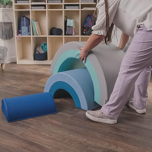 Children's Factory, CF322-230TRQ, Rainbow Arch Trio Climber, Tranquility, Baby Playground Activity, Toddler Homeschool or Preschool Soft Play Blocks