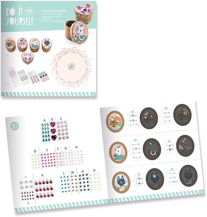 DJECO DIY Adorable Craft Kit - Create Your Own Trinket Boxes - Arts & Crafts for Kids - Fun & Creative for Family & Friends, Perfect for Gift - Educational Kit for Children 6+ Years Girls & Boys
