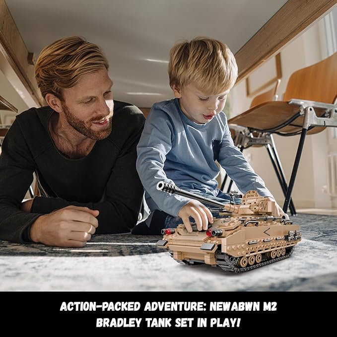 M2 Bradley Tank Toy Building Set, Infantry Fighting Vehicle, Sparks Hours of Military Adventure Play, Army Tank Toy Building Set for Kids 8-14 & Adults, Compatible with Lego Sets (1350 Pieces)