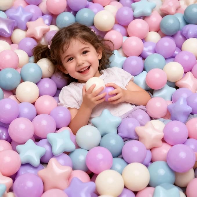 GOGOSO Ball Pit Balls for Toddlers Phthalate-Free BPA-Free Non-Toxic Crush Proof Soft Plastic Play Balls Baby Kids Shape Tent Pool Playhouse Playpen Party Decor,Pink+Purple+Blue,100PCS