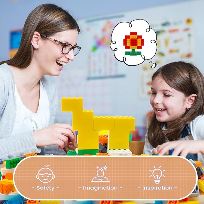 300 Piece Orange Bricks Bulk Assortment Pack, Orange Brick Accessories for Building with 12 Size, Compatible with Lego Parts and Pieces