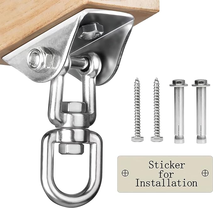 Heavy Duty Swing Hangers for Wooden Sets 2000 LB Capacity Hammock Hanger 360 Swivel Stainless Steel Swing Hardware Accessories 2 Packs for Porch Playground Yoga Heavy Bag