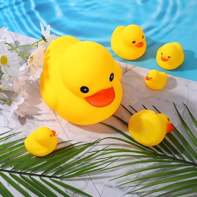 XL Jumbo Large Rubber Duck Bath Toy - No Hole Giant Duck, Waterproof Big Duckie Baby Shower Water Toy Without Hole for Kids Home, Decor, Party Gift 8-Inches (Yellow)