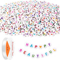 Letter Beads, DECYOOL Acrylic Alphabet Beads with 1 Roll Elastic String for Bracelet Necklace Jewelry Making Supplies (White Colorful)