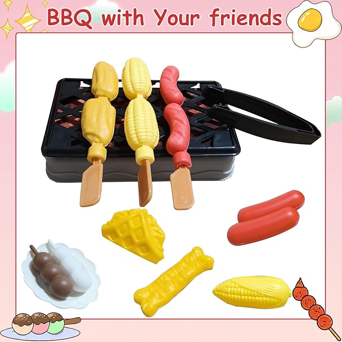 Kids Kitchen Toy Accessories, 61PCS Toddler Pretend Cooking Play Pots, Kitchen Playset, Play Pots, Pans, Utensils Cookware Toys, Play Food Set, Vegetables, Learning Gift for Girls Boys (Red)