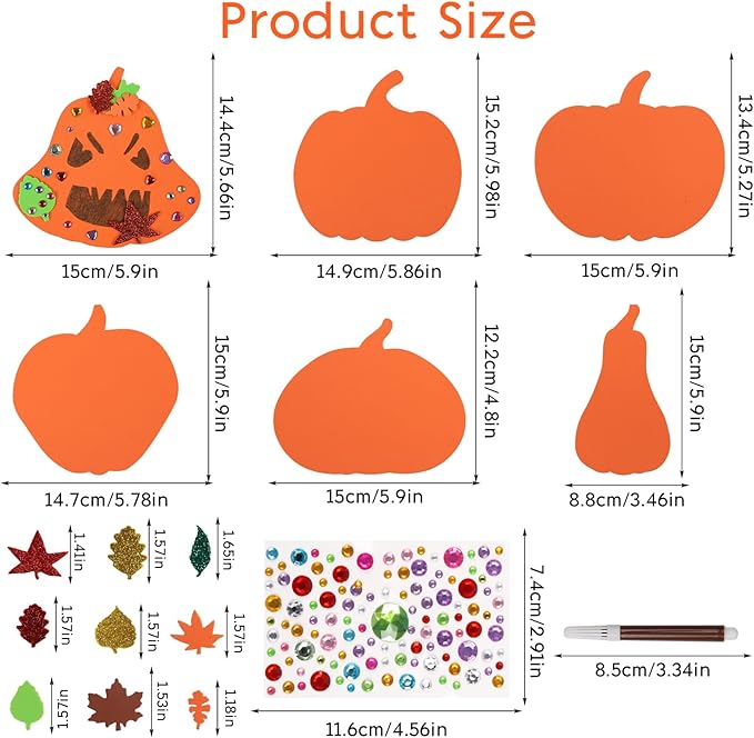DIYASY 12 Pcs Pumpkin Craft for Kids, Make Your Own Foam Stickers Halloween Craft Kits Arts and Crafts DIY Kid Friendly Fall Decorations Games Party Activities Supplies Age 4-8 8-12