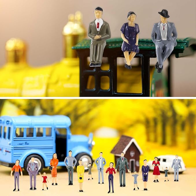 30 Pcs Mini People Figurines 1: 30 Scale Tiny People Model Miniature Sitting and Standing Little Plastic Figurines for Miniature Scenes