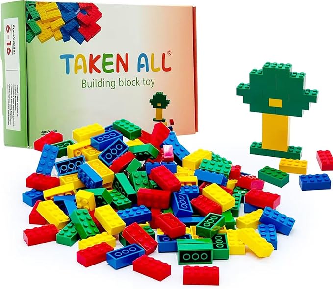 120Pieces Classic Building Bricks Blocks Toy Set 2x4 MOC Building Basic Bricks Parts and Pieces Compatible with Major Brands Construction Toys for Kids 6 yr+ (Red, Yellow, Blue, Green)