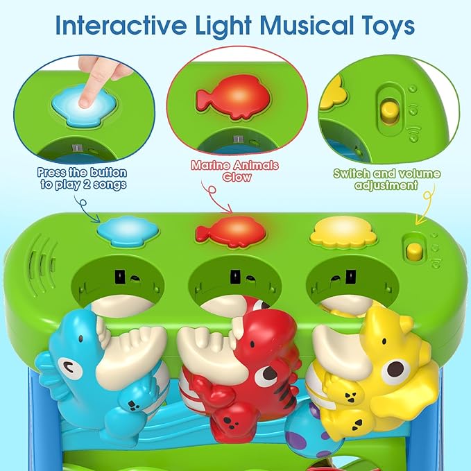 LACCHOUFEE Feed The Dinosaur, Interactive Toddlers Toy, 1+ Year Old Baby Boys & Girls Gift, Musical Toys for Infant One Year Birthday Present, Babies Ages 6-12-18-24 Months Education Learning Toys