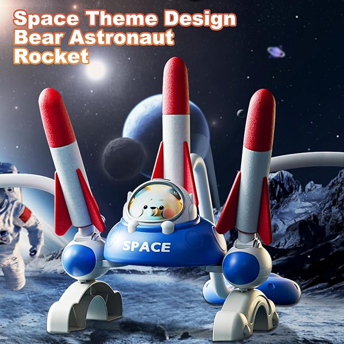 Rocket Launcher for Kids, Rocketship Toys, 6 Foam Rockets and 2 Launch Pads, Soars Up to 100 Feet, Fun Outdoor Toy Outside Game, Birthday Gifts for Boys Girls Ages 3 4 5 6 7 8 9 10 Years Old