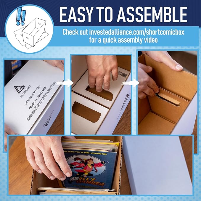 Premium Short Comic Book Storage Box (20 Pack - White). Thick Cardboard Comic Book Box/Cabinet. Comics Books Bin for 150-175 Collectibles. Comics Boxes Storage Case/Cabinet to Showcase Collectibles.