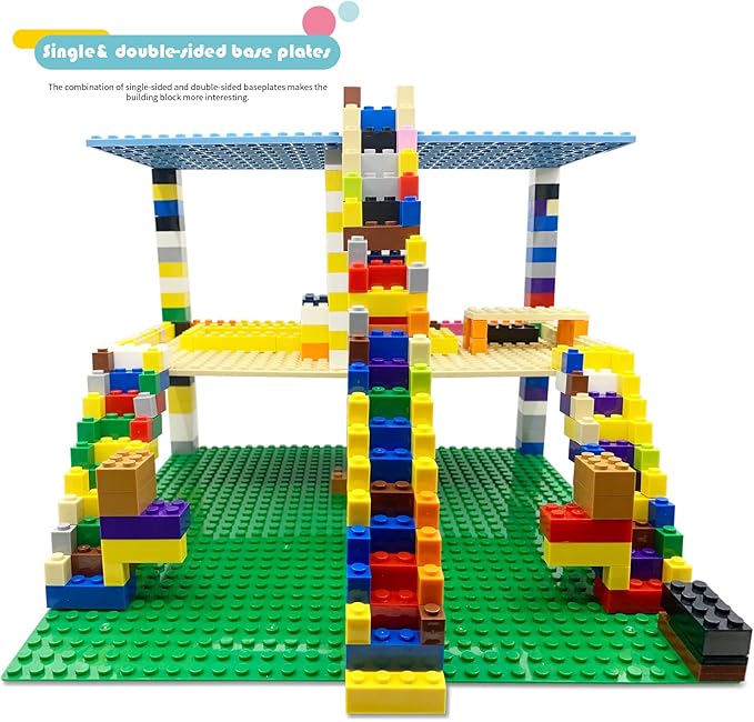 Classic Base Plates Compatible with Bricks & Baseplates, 10"x 10" and 10"x 5" Building Base Combo Set, Thick Boards Base Plates Can Be Used to Build Double Layer Buildings - 3pcs