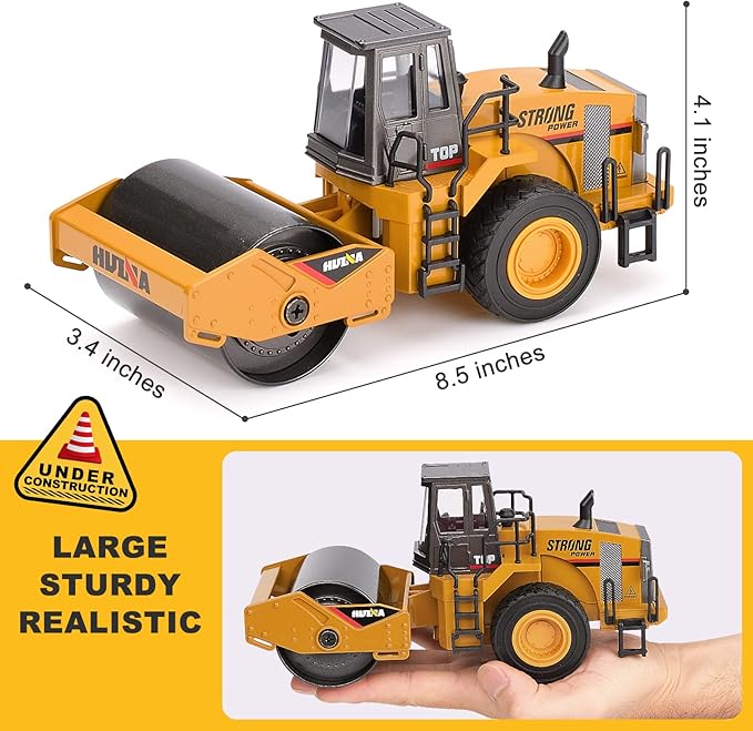 1/40 Scale Metal Road Roller Toy, Diecast Construction Equipment Vehicles Toy for Kids Boys