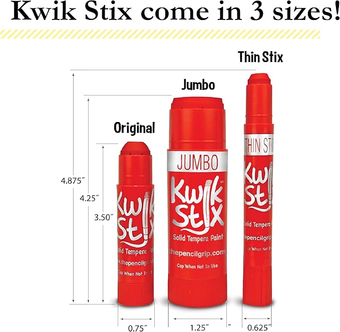 Kwik Stix Solid Tempera Paint Sticks, 12 Metallic Colors, Washable Paint Sticks for Kids, Super Quick Drying, Non-Toxic, Allergen Free, Paint Sticks in Metallic Colors, Paint for Kids and Toddlers